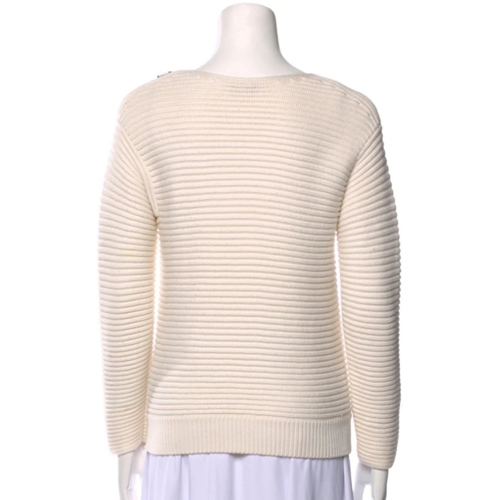 AKRIS Cream 100% Wool Scoop Neck Sweater NICE 👀 S - Picture 4 of 5